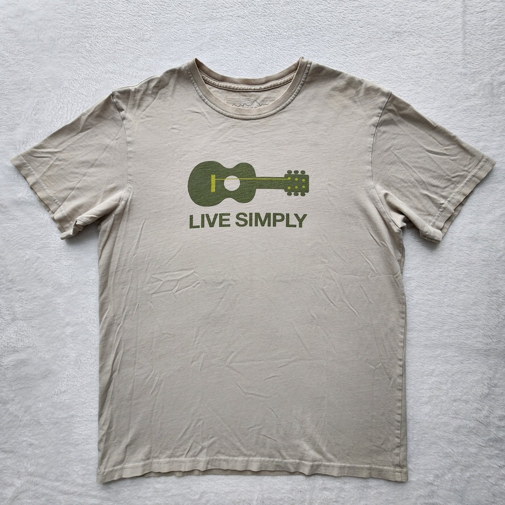 Patagonia Live Simply Ukulele‎ Graphic T Shirt Mens Medium Beige Organic Cotton